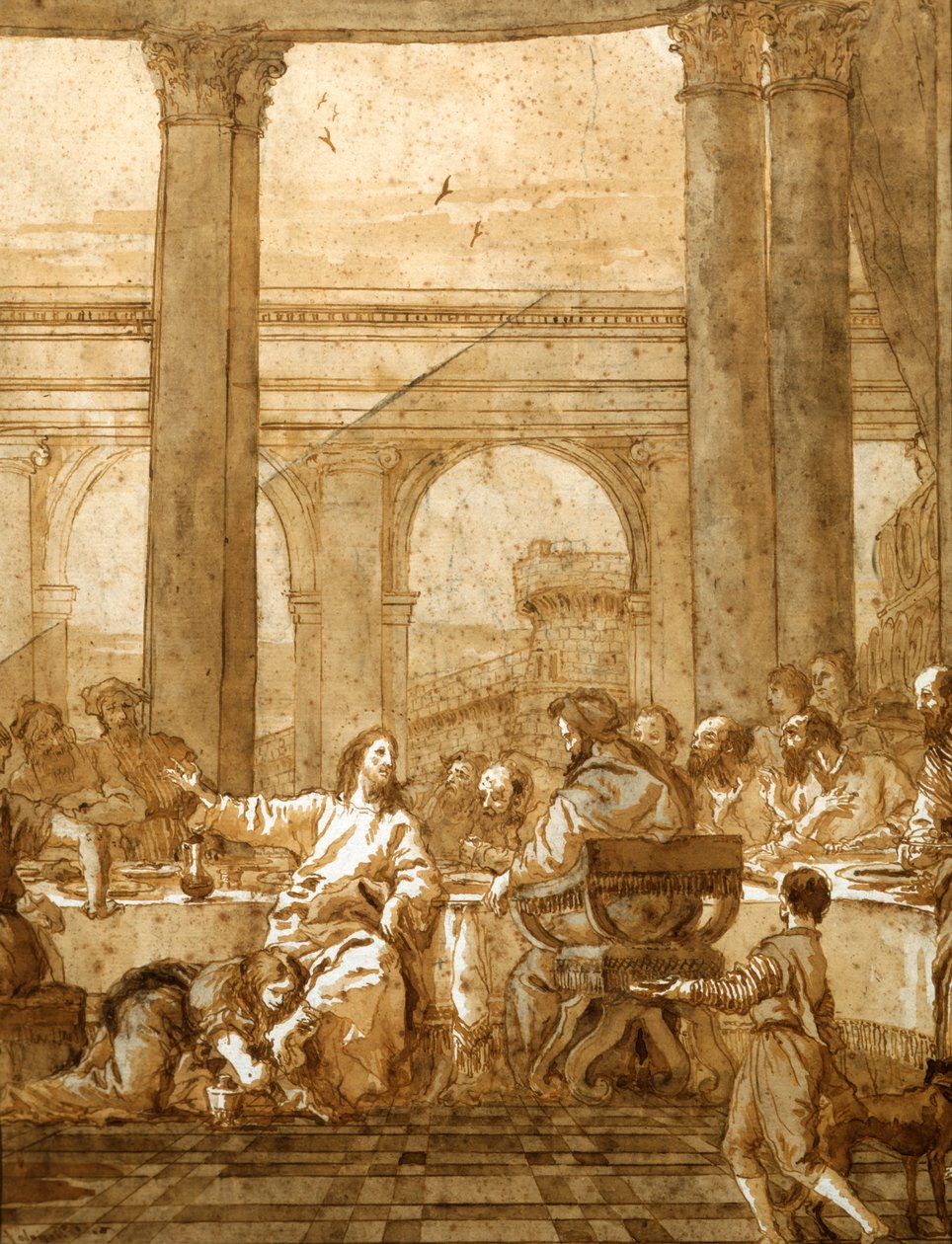 Fest i Simons hus, 1700-talets början av Giovanni Domenico Tiepolo
