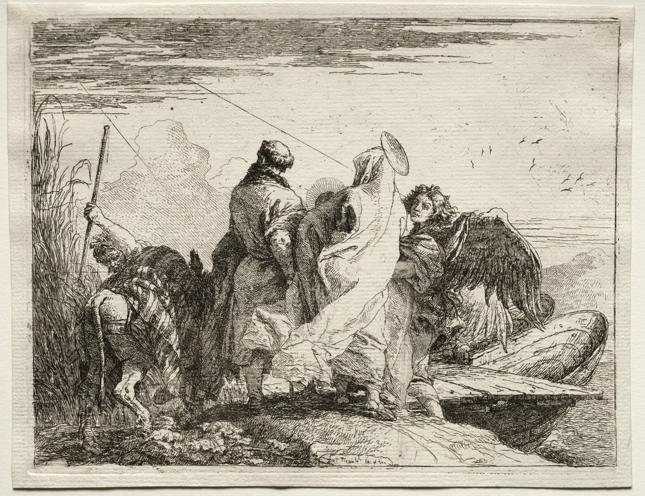 Flyg till Egypten: Den heliga familjen lämnar stranden. av Giovanni Domenico Tiepolo