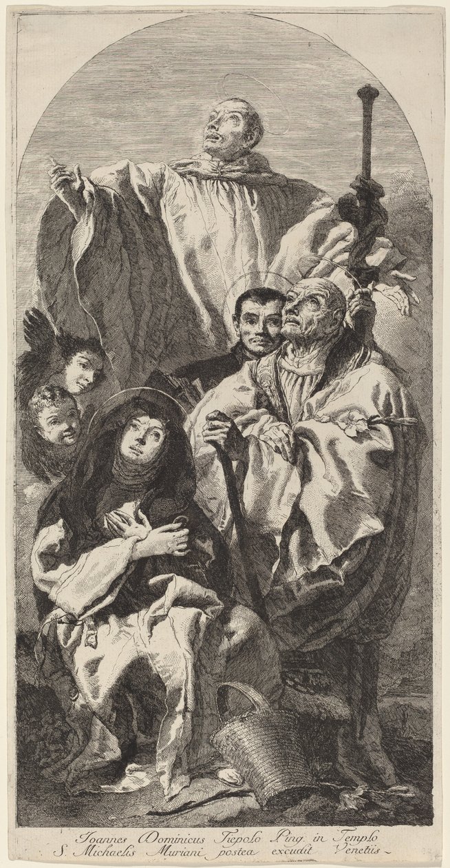 Fyra helgon av Benediktinerorden av Giovanni Domenico Tiepolo