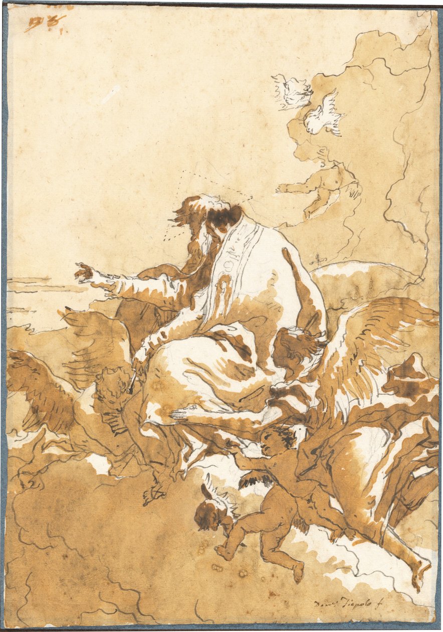 Gud Fadern sitter i moln omgiven av änglar och Putti av Giovanni Domenico Tiepolo