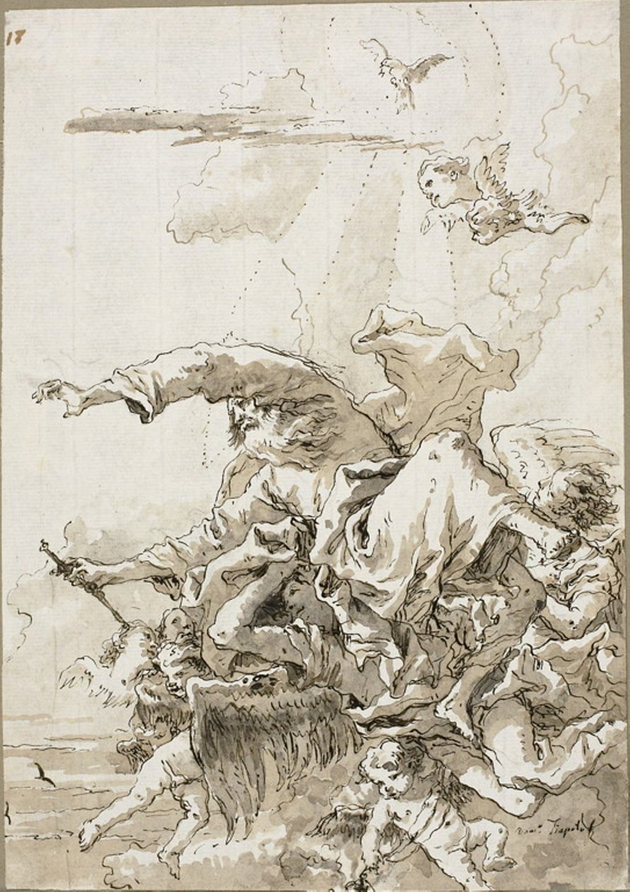 Gud Fadern stödd av änglar i molnen, II av Giovanni Domenico Tiepolo