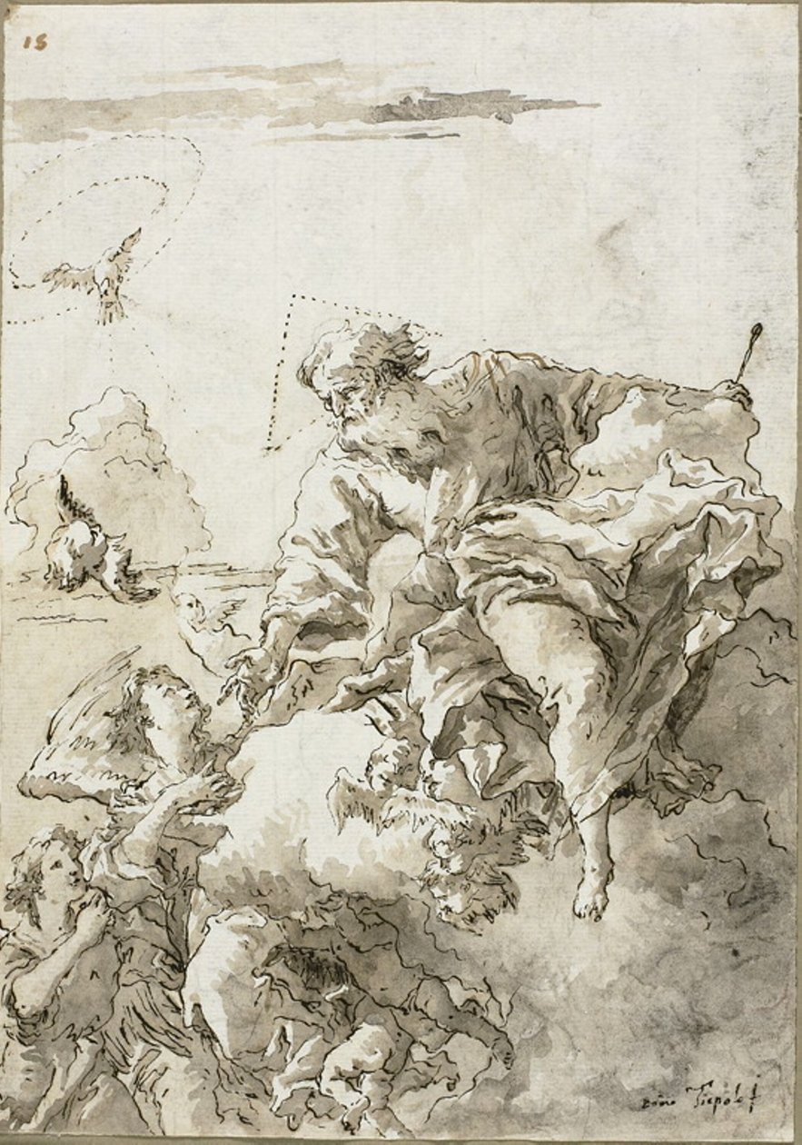 Gud Fadern stödd av änglar i molnen, I av Giovanni Domenico Tiepolo