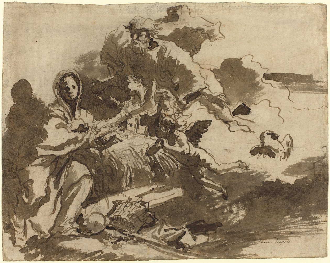Gud Fadern och änglarna som tillber Madonnan och barnet [recto] av Giovanni Domenico Tiepolo