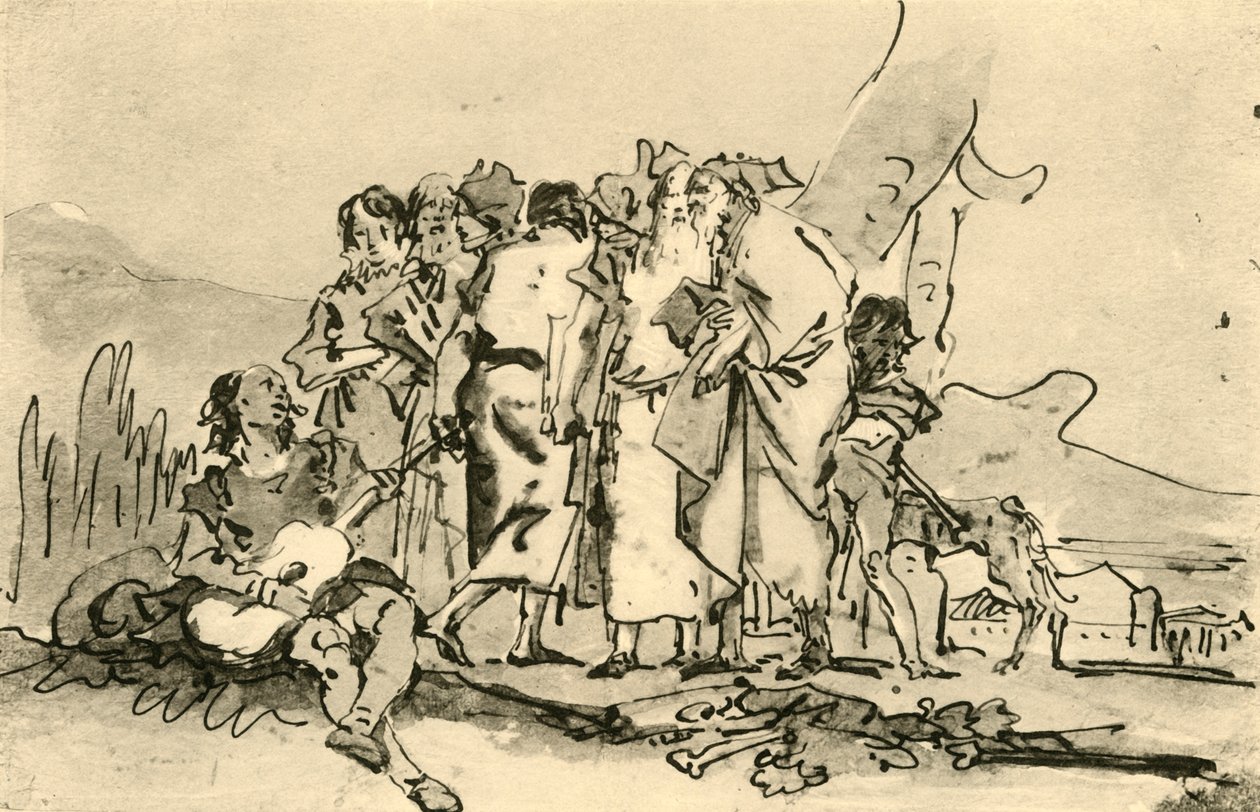 Grupp av gamla och unga män, mitten av slutet av 1700-talet, 1928 av Giovanni Domenico Tiepolo