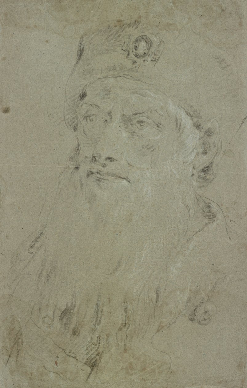 Huvud av en skäggig orientalisk man av Giovanni Domenico Tiepolo