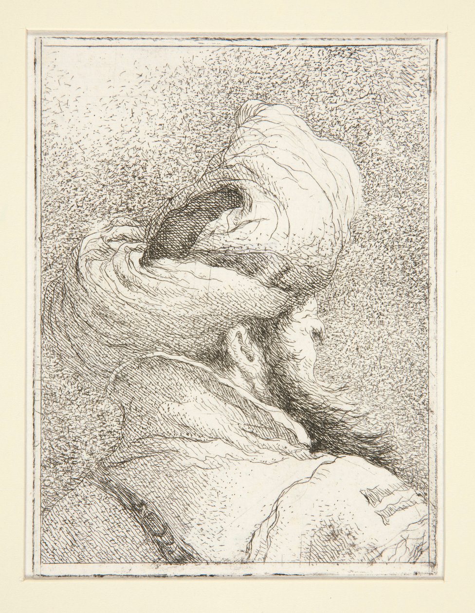 Head of a Turk, från serien Raccolta di Teste, Libro Secondo (Samling av huvuden, bok två) av Giovanni Domenico Tiepolo