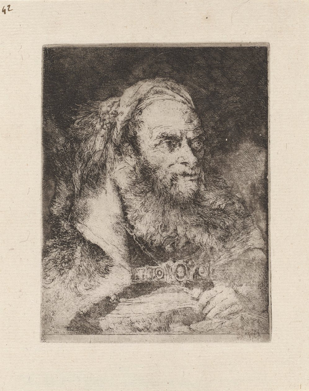 Head of an Oriental, A Book in Hand, från Raccolta di Teste (Samling av huvuden) av Giovanni Domenico Tiepolo