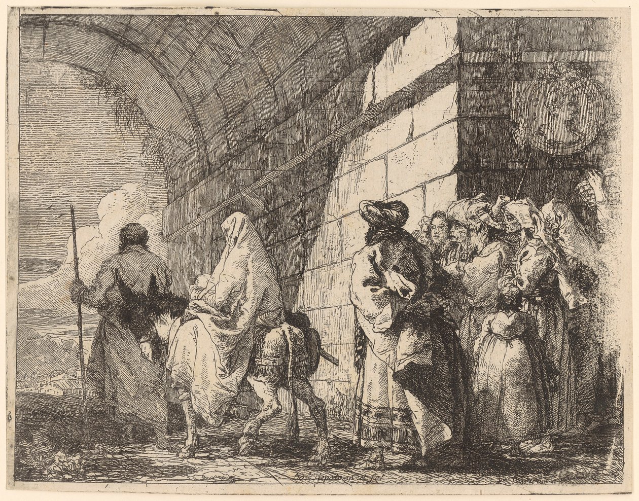 Den heliga familjen lämnar staden av Giovanni Domenico Tiepolo