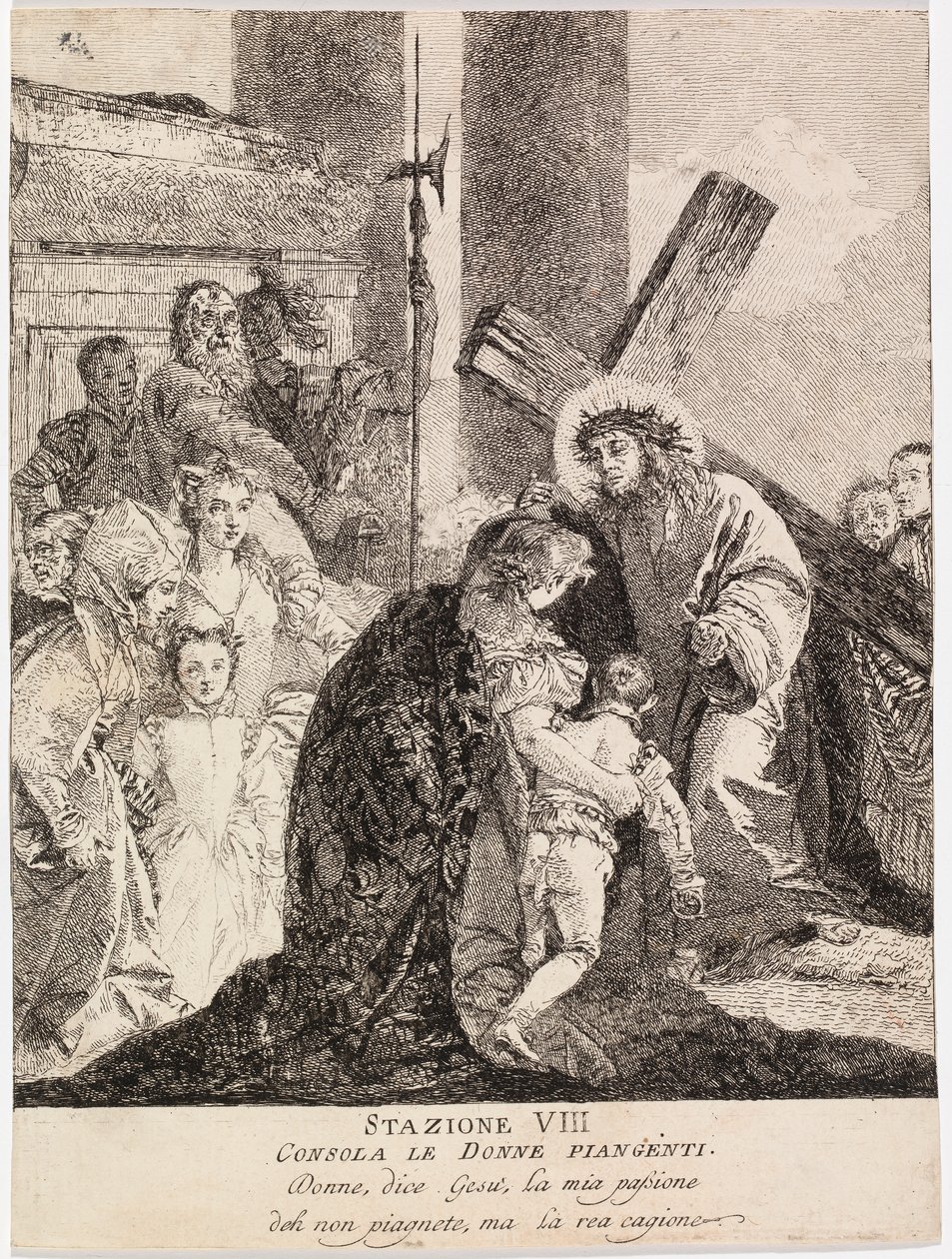 Jesus tröstar de gråtande kvinnorna i Jerusalem av Giovanni Domenico Tiepolo