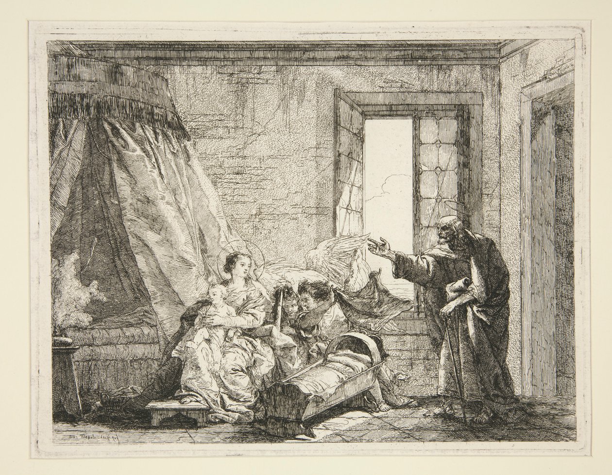 Joseph tillkännager för Maria ordern att lämna, från serien Idee pittoresche sopra la fuga in Egitto (Flight into Egypt) av Giovanni Domenico Tiepolo