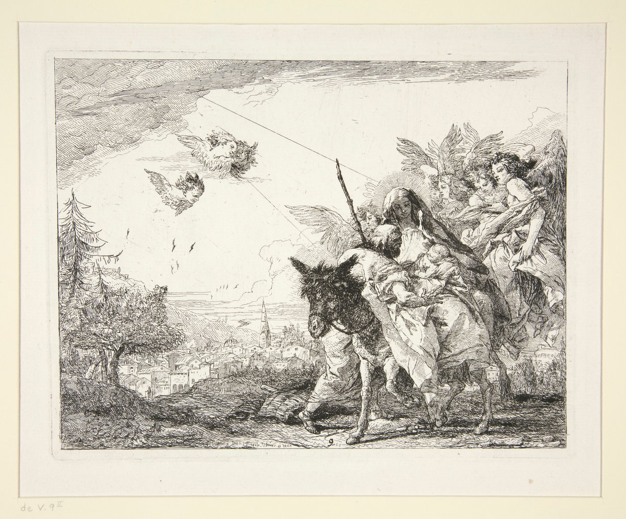 Joseph Contemplates the Infant Jesus, från serien Flight into Egypt av Giovanni Domenico Tiepolo