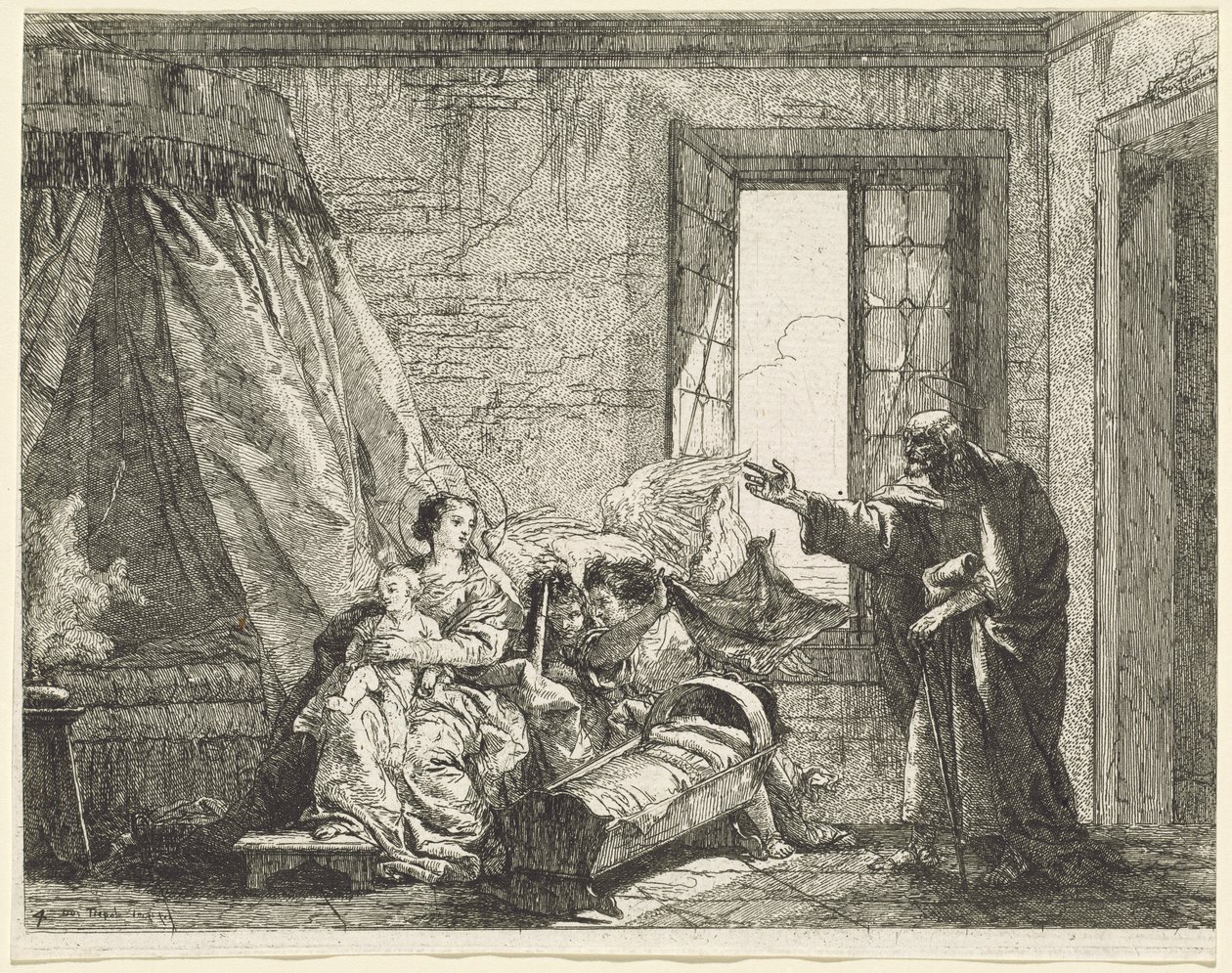 Joseph vidarebefordrar till Maria Guds befallning att fly av Giovanni Domenico Tiepolo