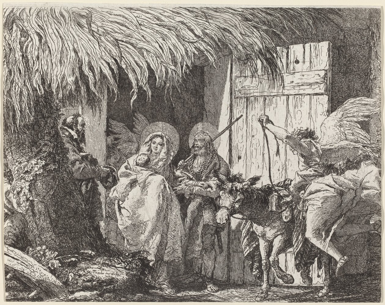 Josef och Maria förbereder sig för att lämna av Giovanni Domenico Tiepolo