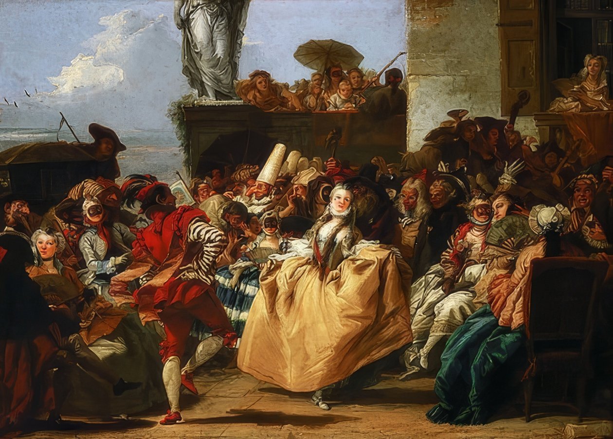 Karnevalsscen eller menuetten. 1745/50 av Giovanni Domenico Tiepolo