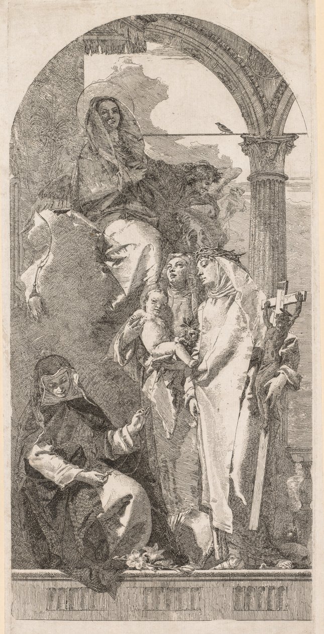 Madonna med heliga Agnes, Catherine och Rosa av Giovanni Domenico Tiepolo