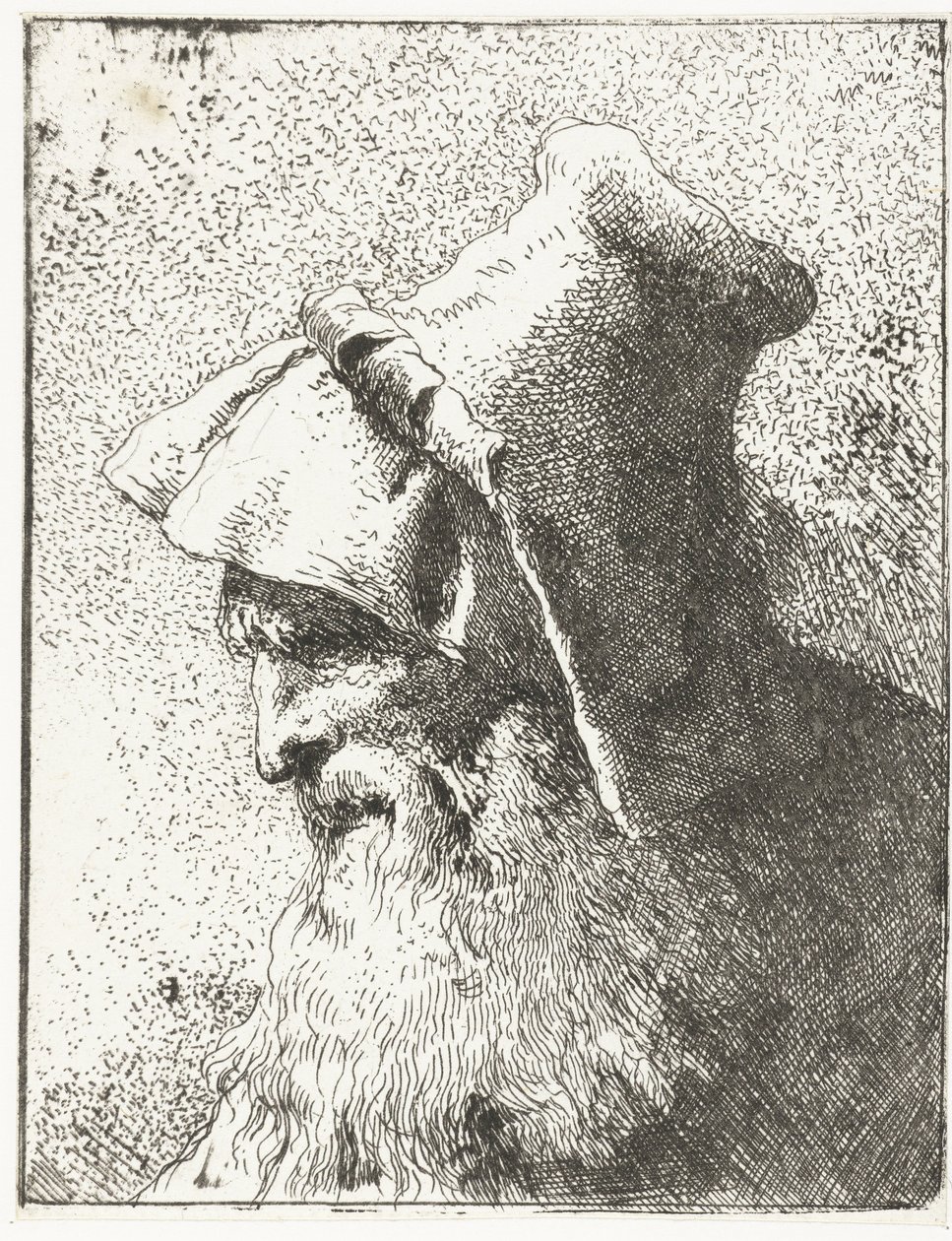 Man med skägg och hatt Samling av huvuden (serietitel) Raccolta di Teste (serietitel) av Giovanni Domenico Tiepolo