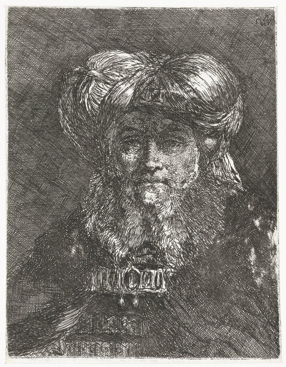 Man med stor turban Samling av huvuden (serietitel) Raccolta di Teste (serietitel) av Giovanni Domenico Tiepolo