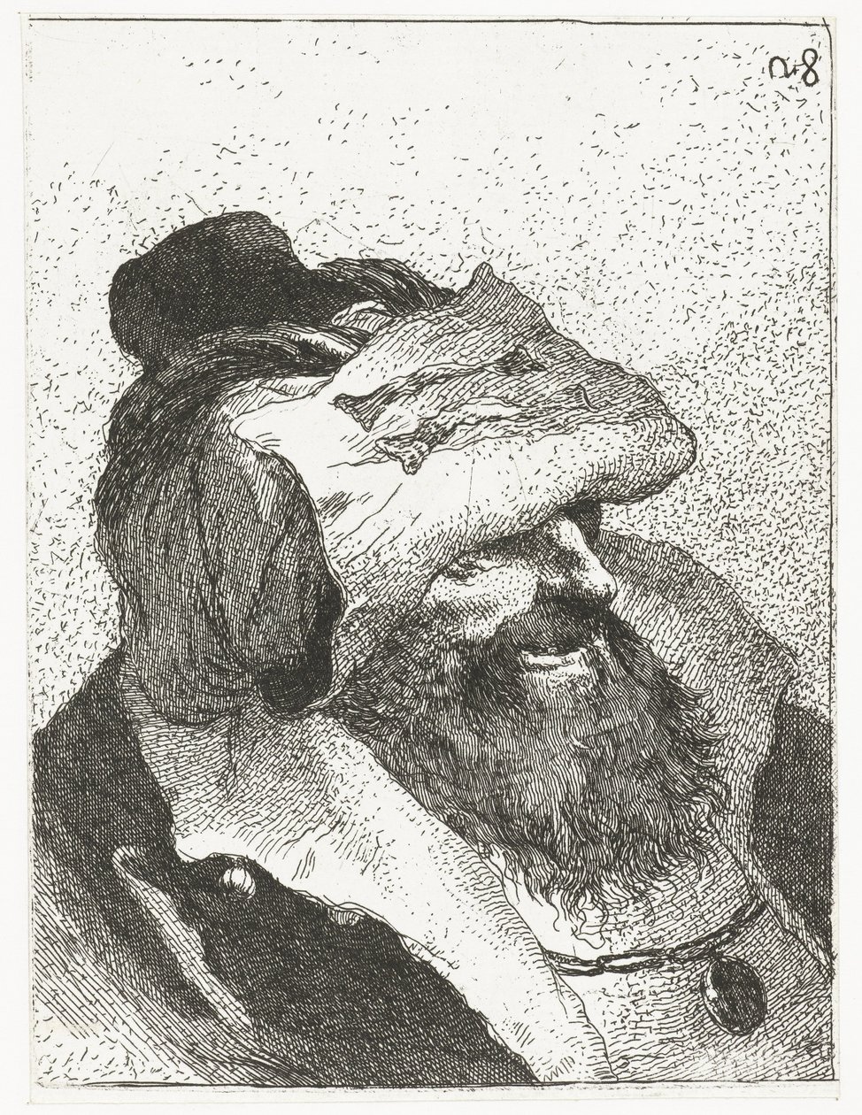 Man med uppvikt hatt Samling av huvuden (serietitel) Raccolta di Teste (serietitel) av Giovanni Domenico Tiepolo