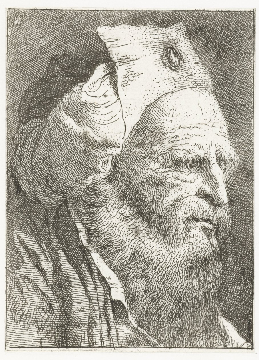Man i den uppvikta hatten Samling av huvuden (serietitel) Raccolta di Teste (serietitel) av Giovanni Domenico Tiepolo