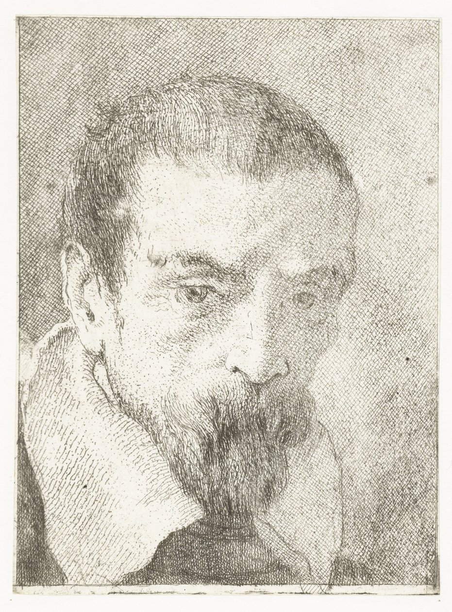 Man med litet skägg utan huvudbonader Samling av huvuden (serietitel) Raccolta di Teste (serietitel) av Giovanni Domenico Tiepolo