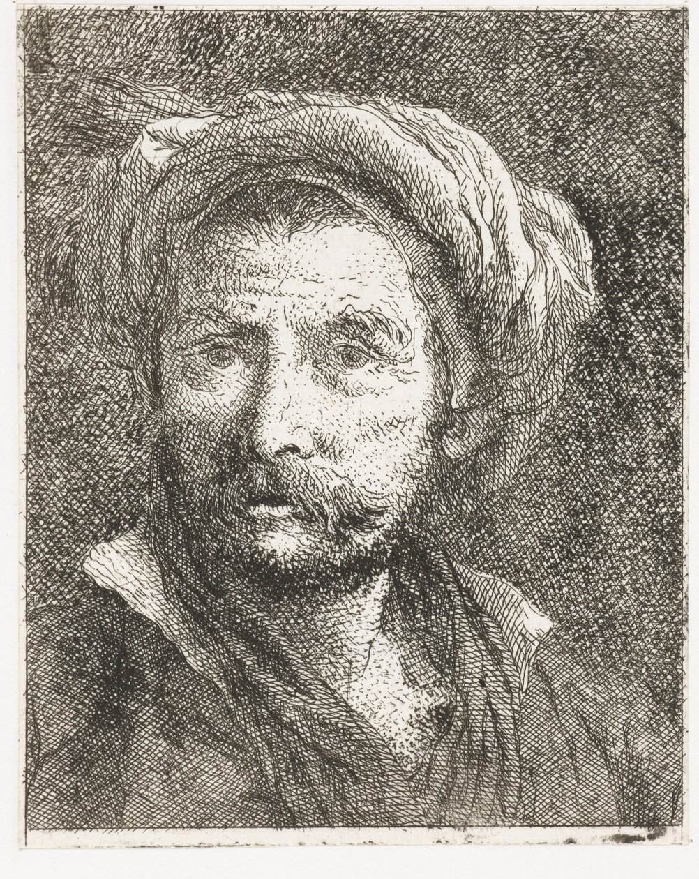 Man med mustasch och turban av Giovanni Domenico Tiepolo