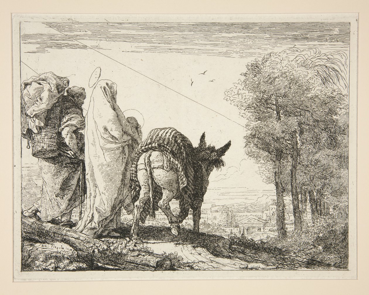 Maria med sitt barn i famnen, ur serien ”Idee pittoresche sopra la fuga in Egitto” (Flykten till Egypten) av Giovanni Domenico Tiepolo