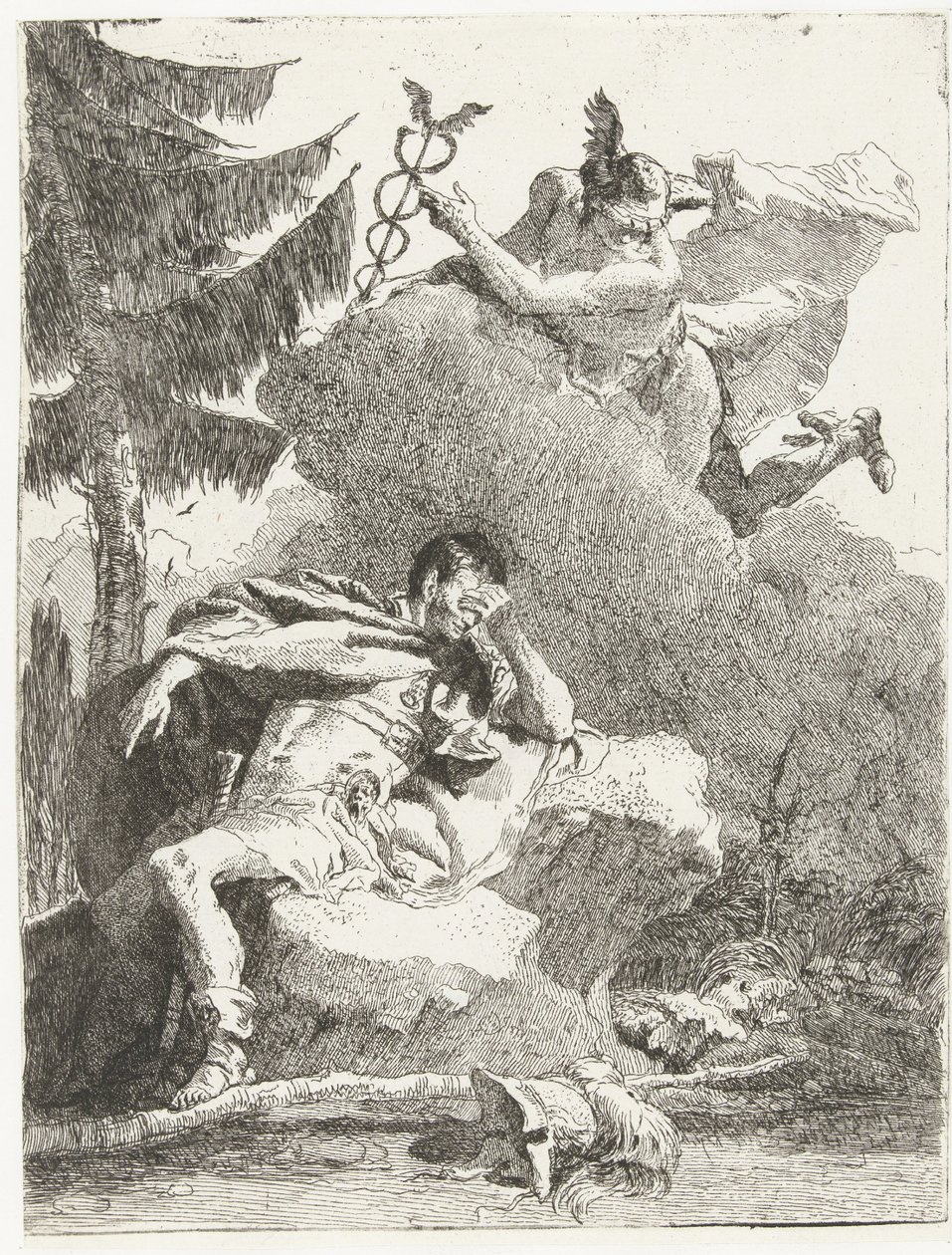 Merkurius uppenbarar sig för Aeneas i hans dröm av Giovanni Domenico Tiepolo