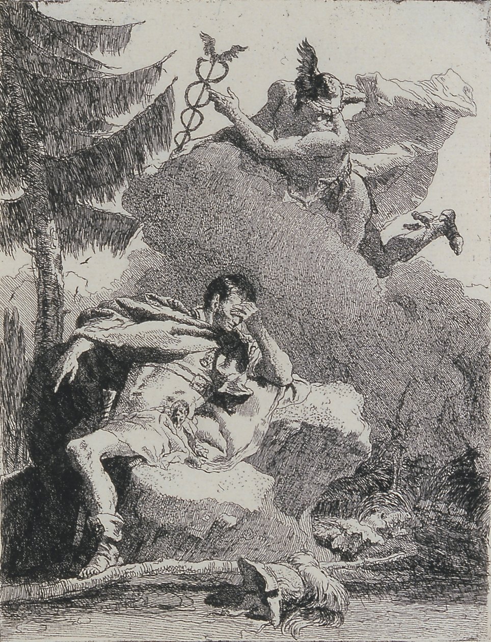 Merkurius visar sig för Aeneas i en dröm, 1757. av Giovanni Domenico Tiepolo