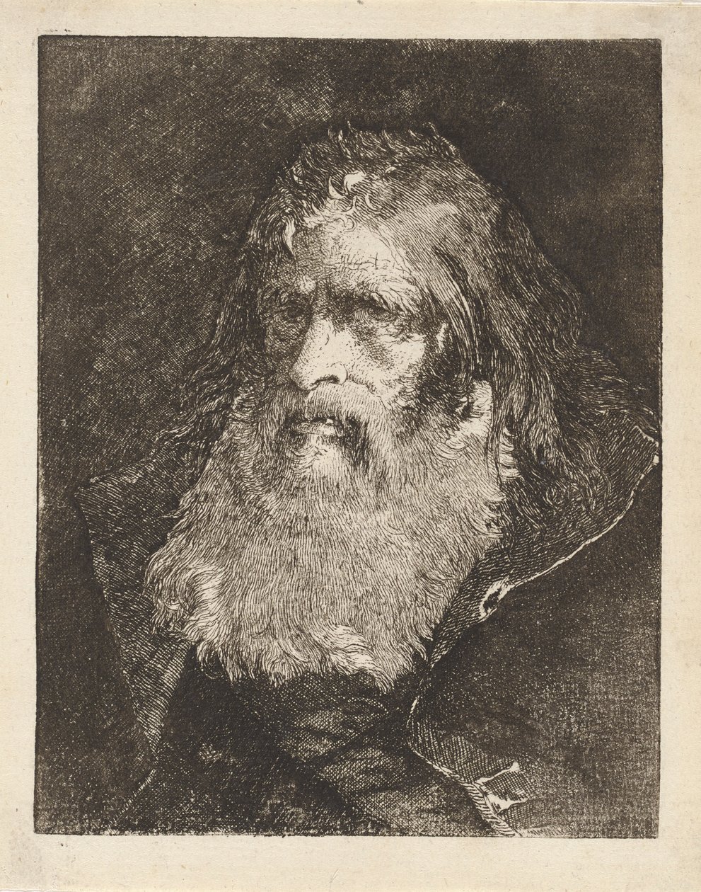 Gammal man med bar huvud, från Raccolta di Teste (Samling av huvuden) av Giovanni Domenico Tiepolo