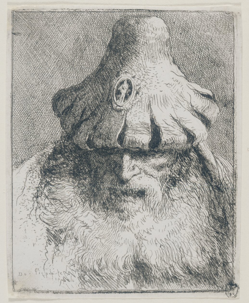 Gammal man med konisk hatt av Giovanni Domenico Tiepolo