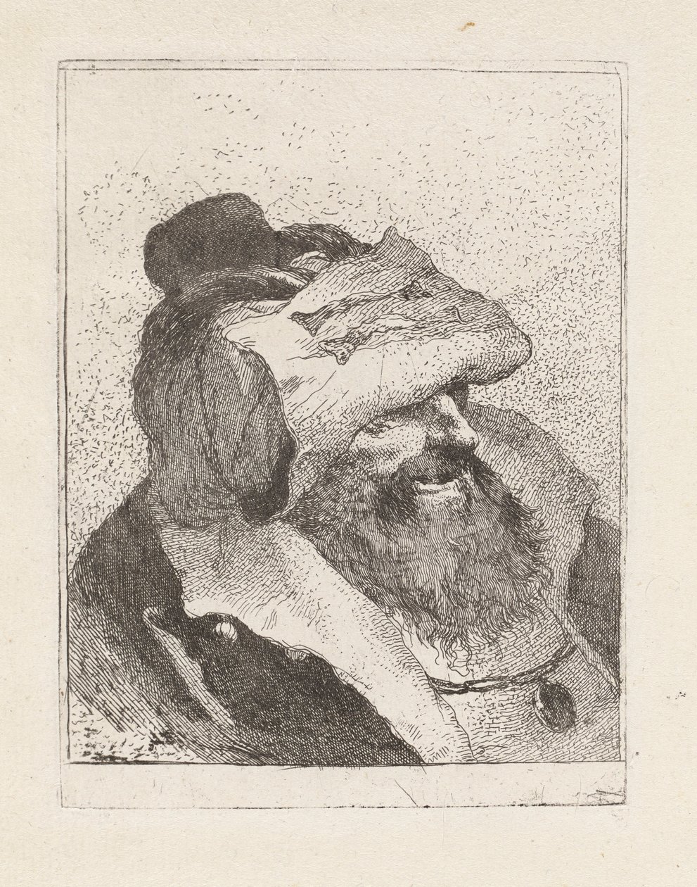Gammal man med hatten i pannan, från Raccolta di Teste (Samling av huvuden) av Giovanni Domenico Tiepolo