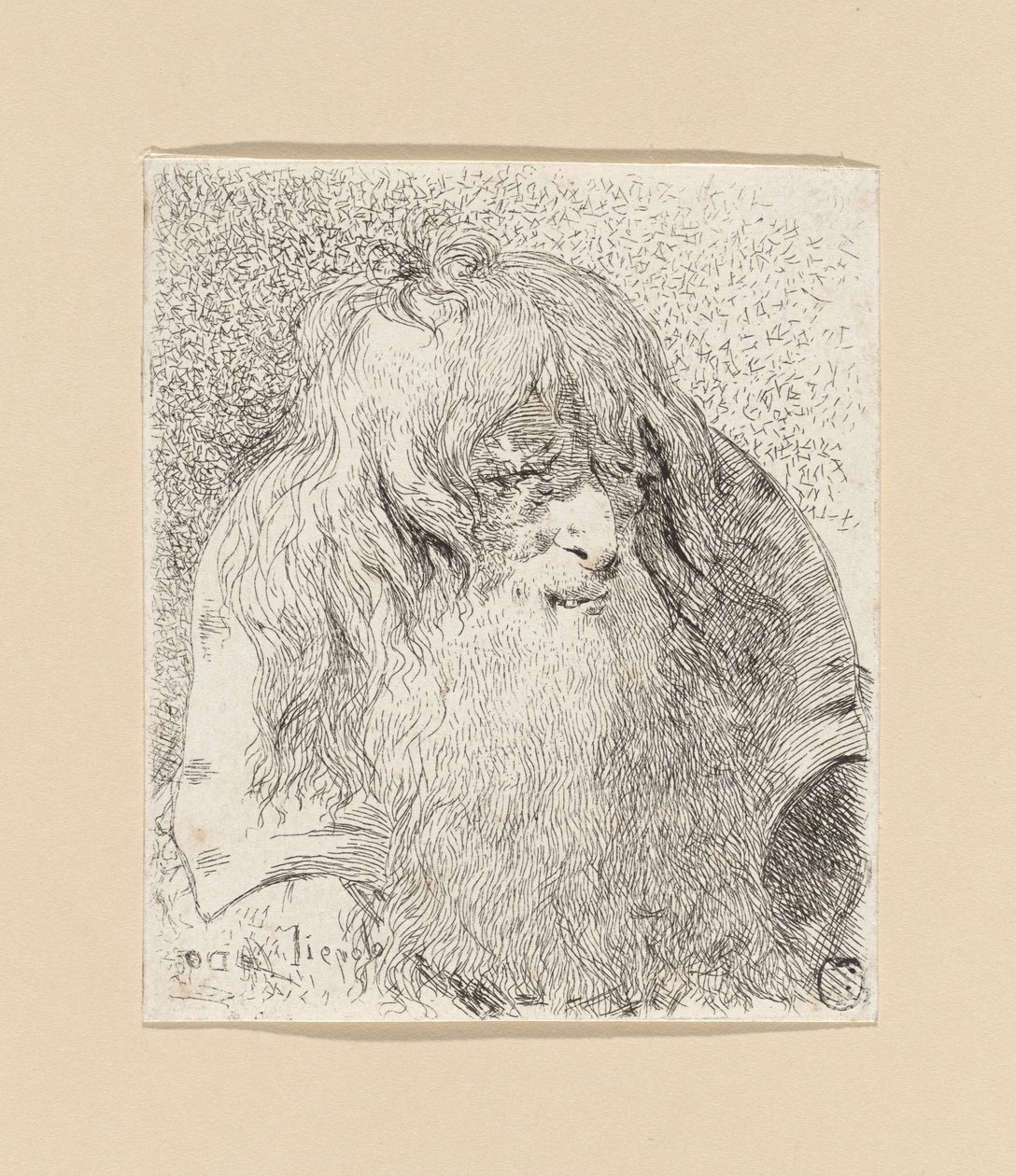 Gammal man med skägg och långt hår, ur ”Raccolta di Teste” (Samling av huvuden) av Giovanni Domenico Tiepolo