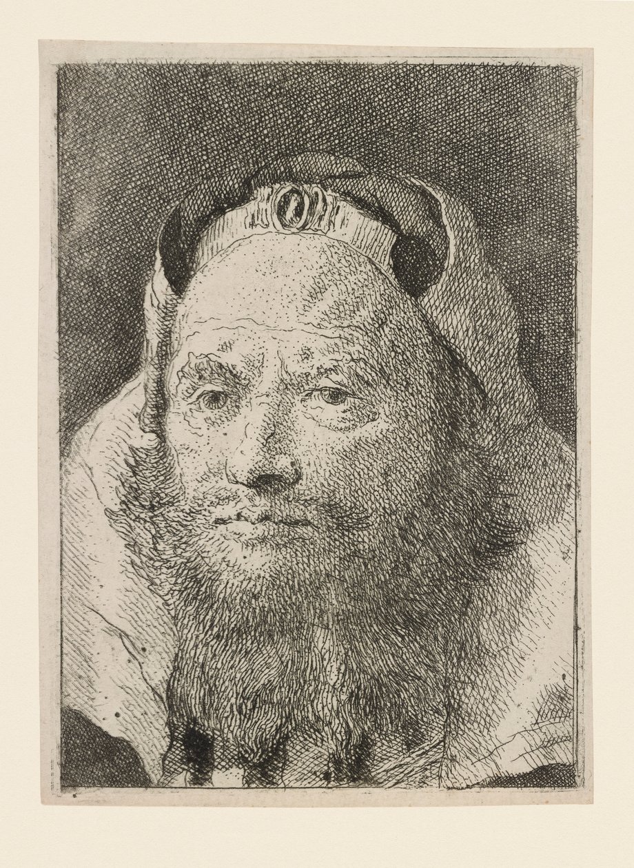 Gammal man med skägg, från Raccolta di Teste (Samling av huvuden) av Giovanni Domenico Tiepolo