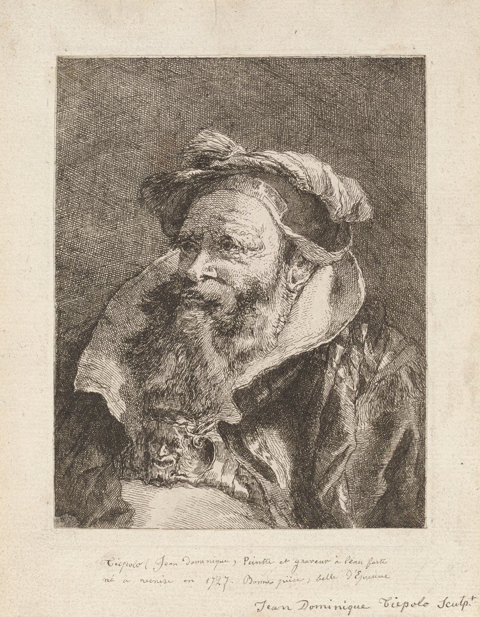 Gammal man med skägg, från Raccolta di Teste (Samling av huvuden) av Giovanni Domenico Tiepolo
