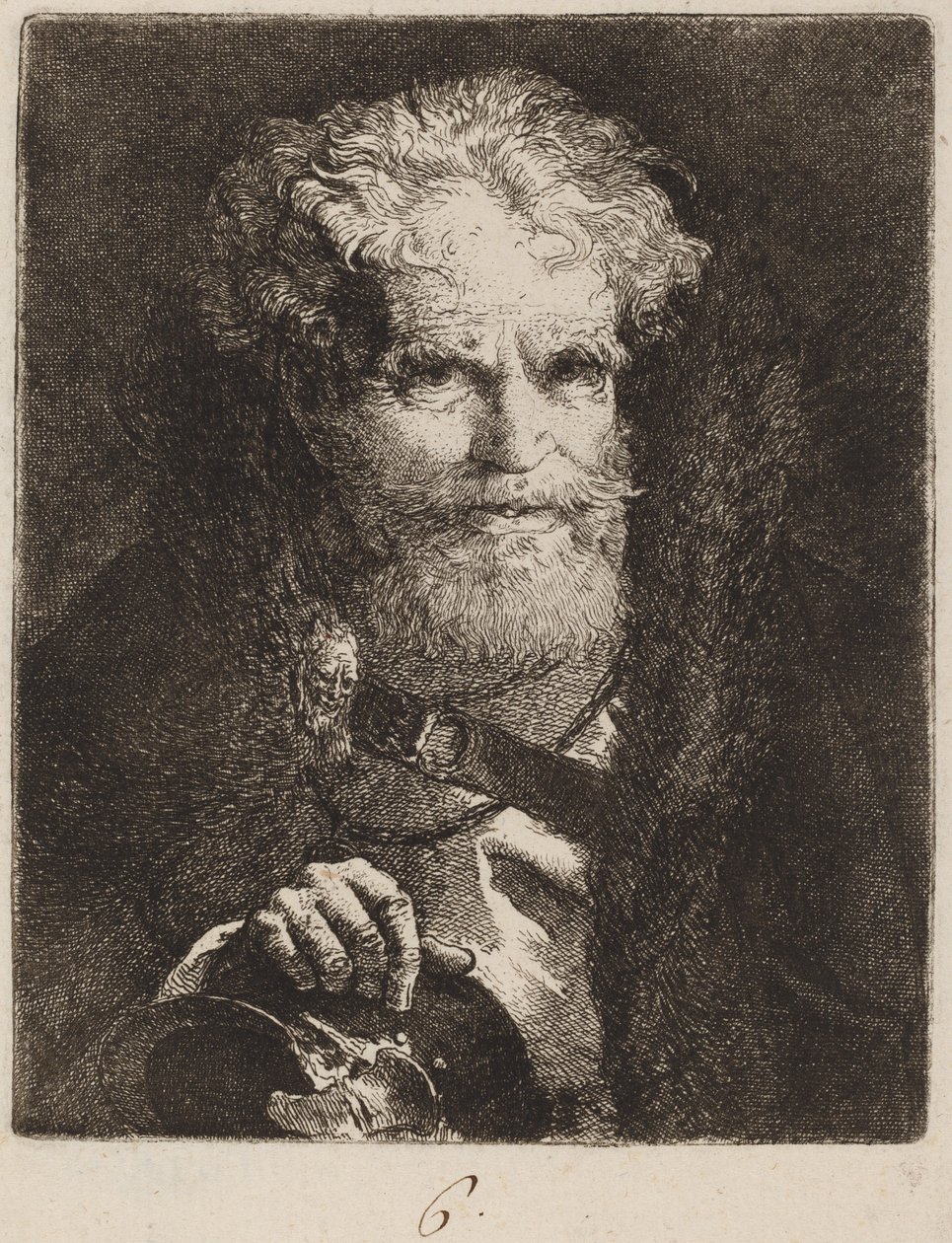 Gammal man med hjälm av Giovanni Domenico Tiepolo