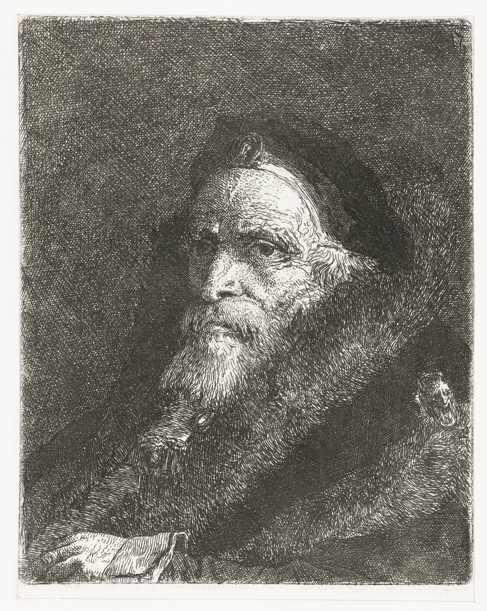 Gammal man i päls Samling av huvuden (serietitel) Raccolta di Teste (serietitel) av Giovanni Domenico Tiepolo