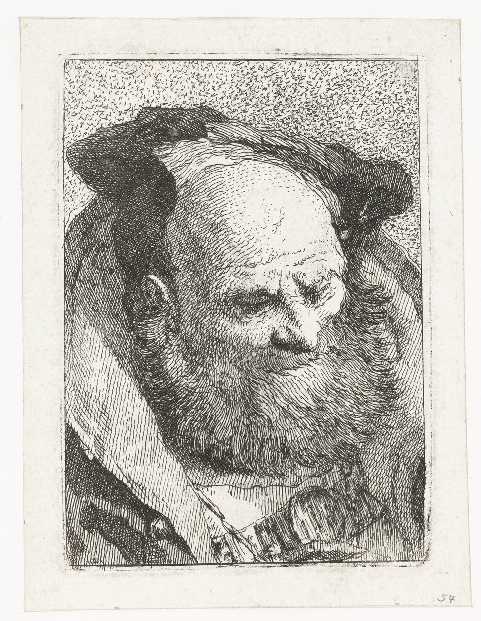 Gammal man med skägg Samling av huvuden (serietitel) Raccolta di Teste (serietitel) av Giovanni Domenico Tiepolo