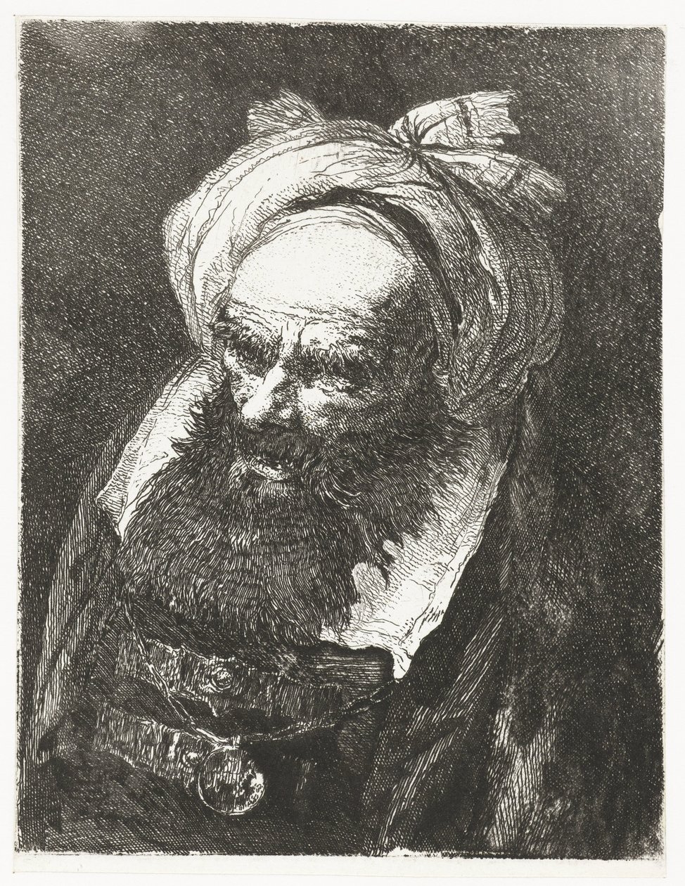 Gammal man med turban Samling av huvuden (serietitel) Raccolta di Teste (serietitel) av Giovanni Domenico Tiepolo