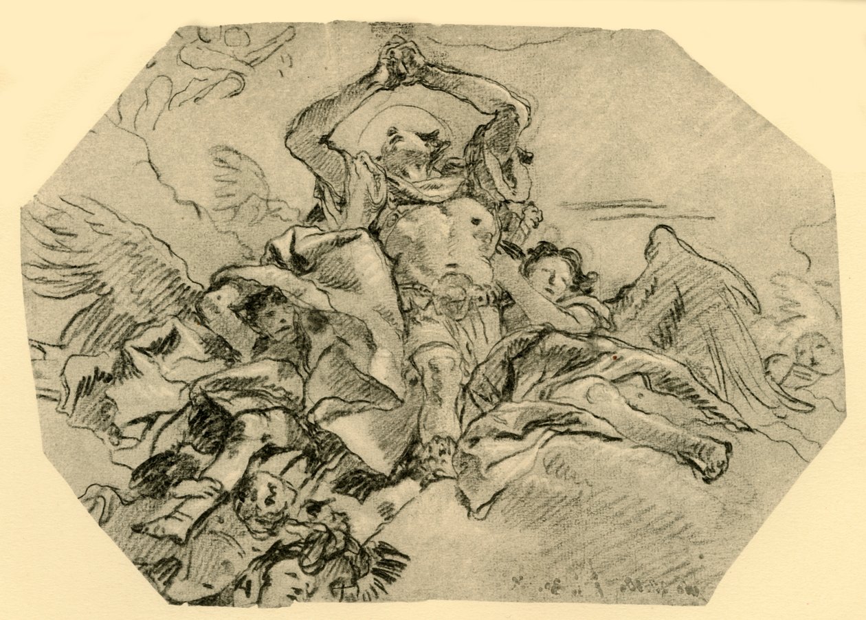 Bedande helgon omgiven av änglar, 1762, 1928 av Giovanni Domenico Tiepolo
