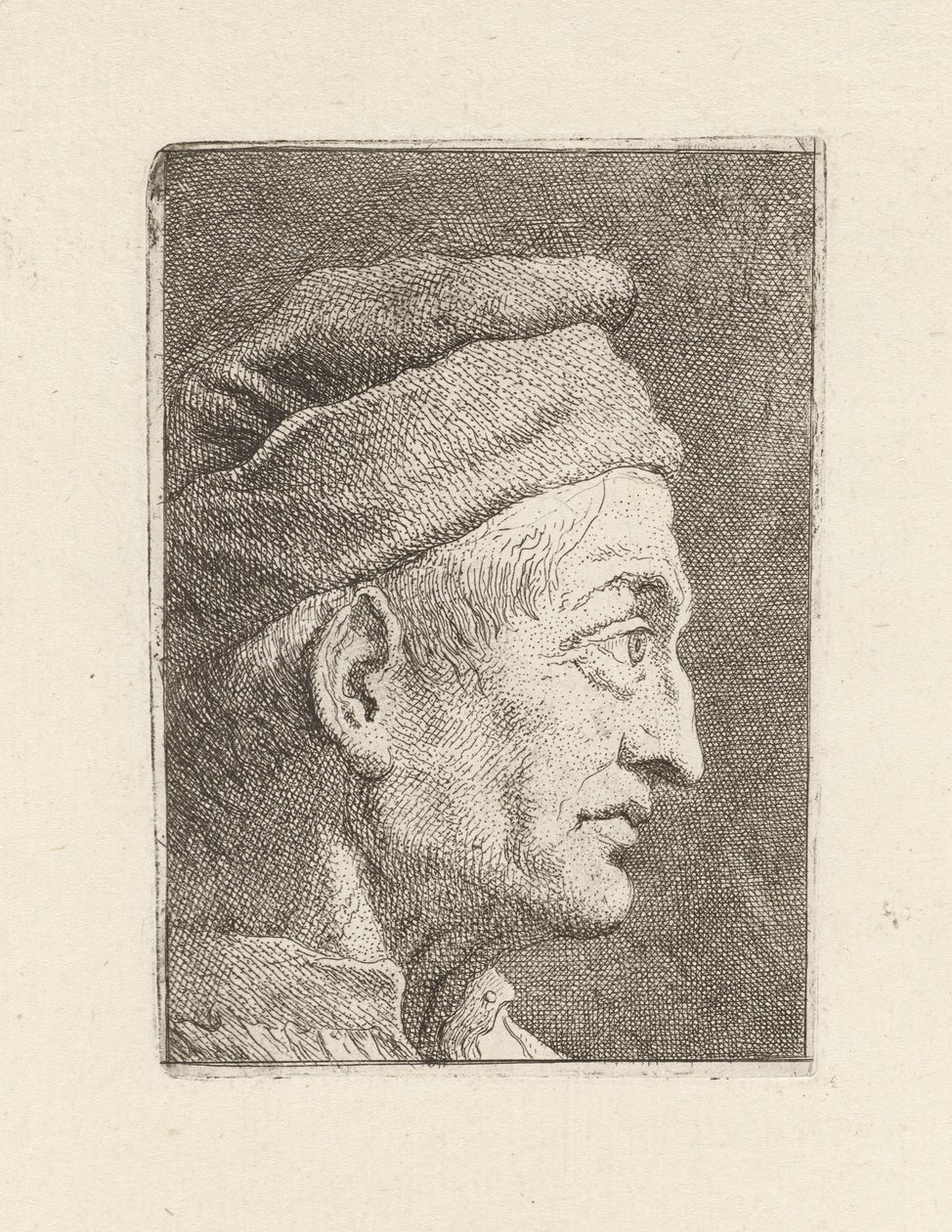 Profil av en gammal man, från Raccolta di Teste (Samling av huvuden) av Giovanni Domenico Tiepolo