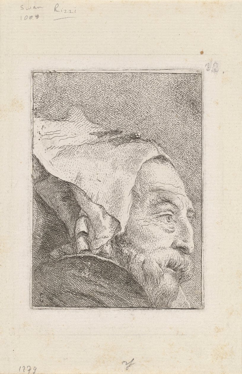 Profil av en gammal man, från Raccolta di Teste (Samling av huvuden) av Giovanni Domenico Tiepolo