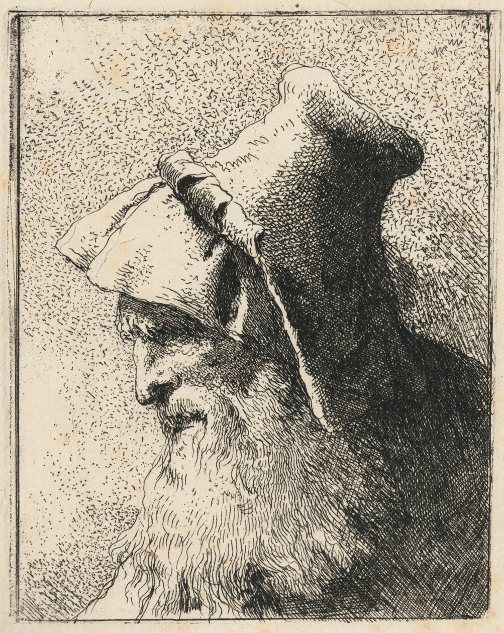 Profil av en gammal man med skägg av Giovanni Domenico Tiepolo