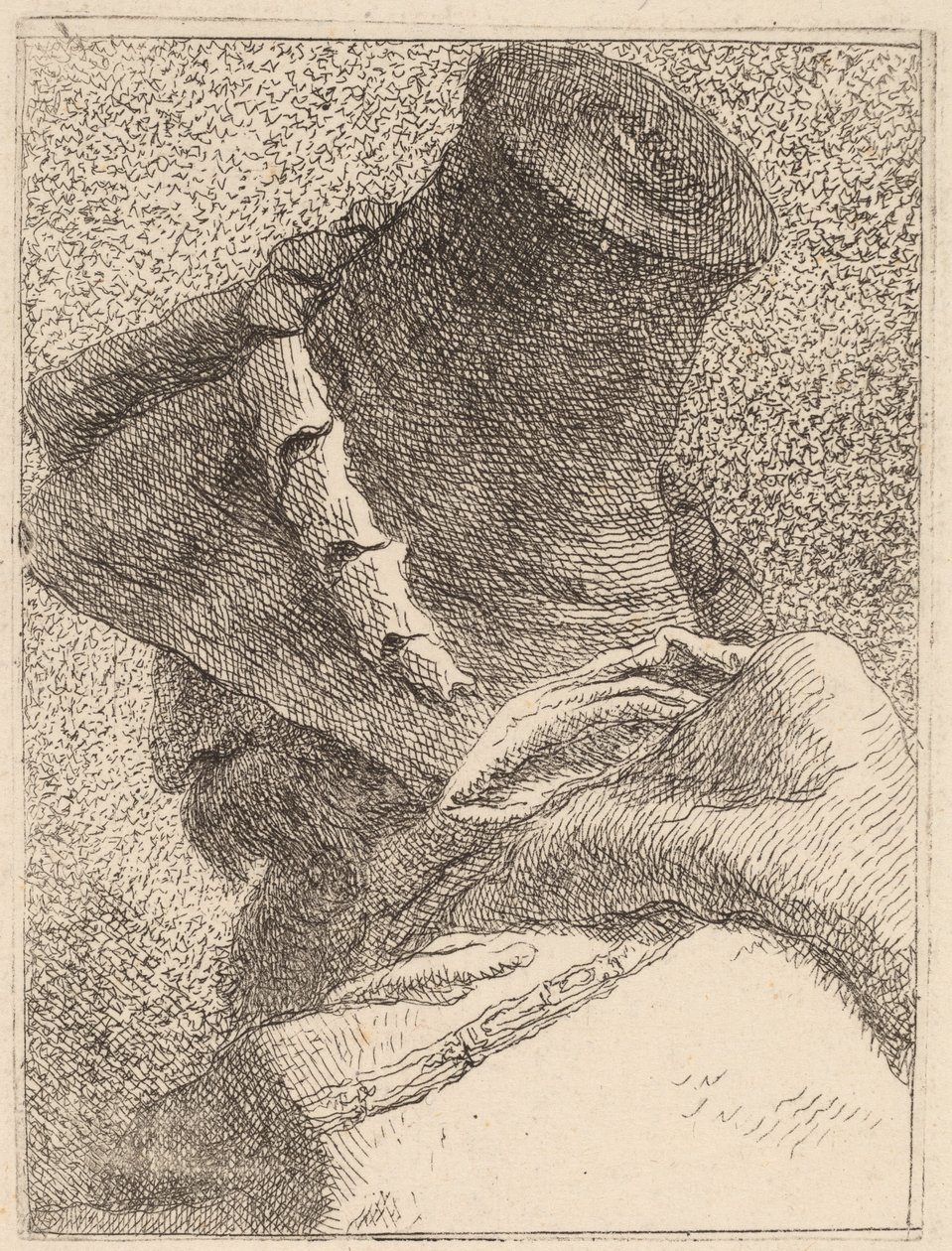 Profil av en gammal man med hatt av Giovanni Domenico Tiepolo
