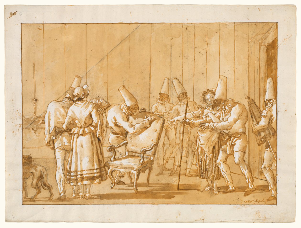 Punchinello hjälps till en stol av Giovanni Domenico Tiepolo