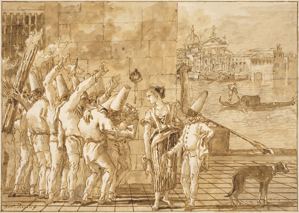 Punchinellos farväl till Venedig av Giovanni Domenico Tiepolo