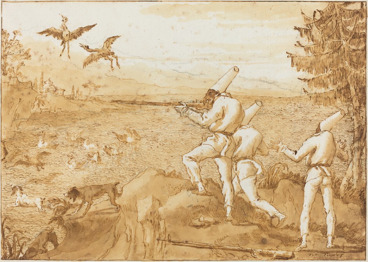 Punchinellos jakt på sjöfåglar av Giovanni Domenico Tiepolo