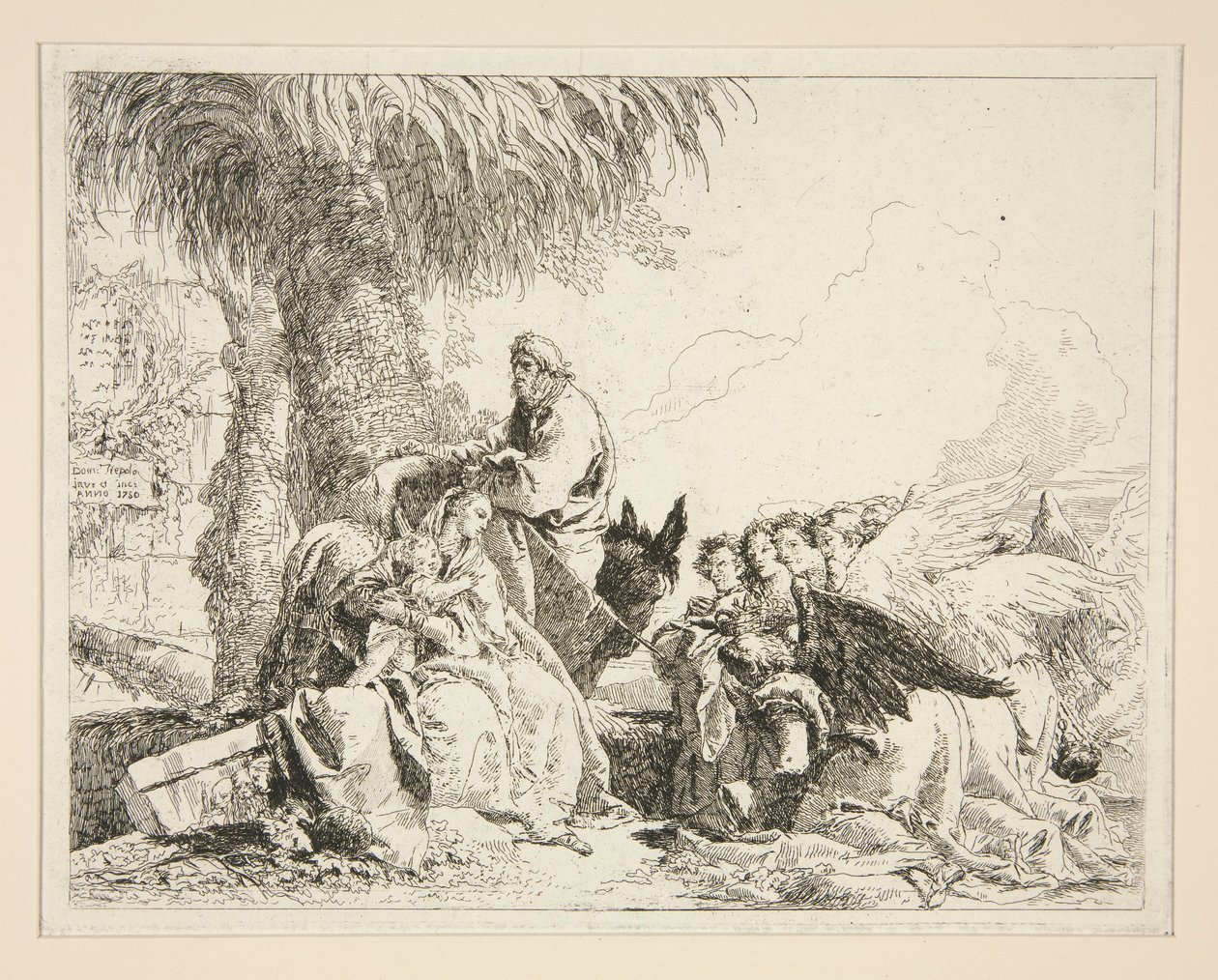 Vila under flygningen till Egypten, från serien Idee pittoresche sopra la fuga in Egitto (Flight into Egypt) av Giovanni Domenico Tiepolo