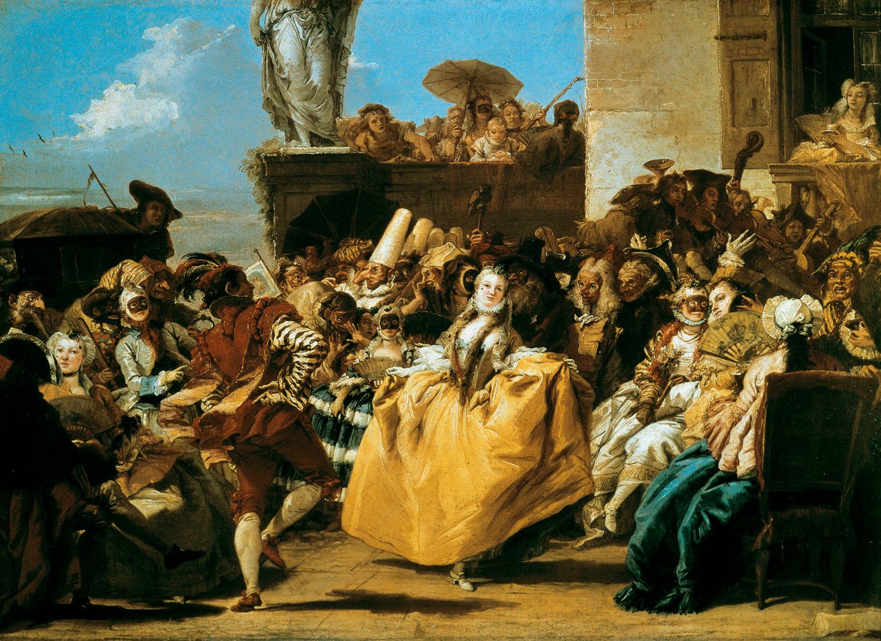 Scen för karneval eller Le menuet 1754 av Giovanni Domenico Tiepolo