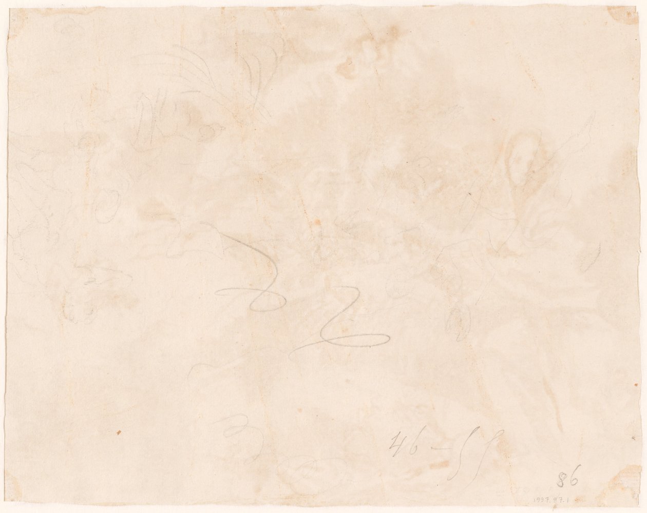 Skiss för flygningen till Egypten [verso] av Giovanni Domenico Tiepolo