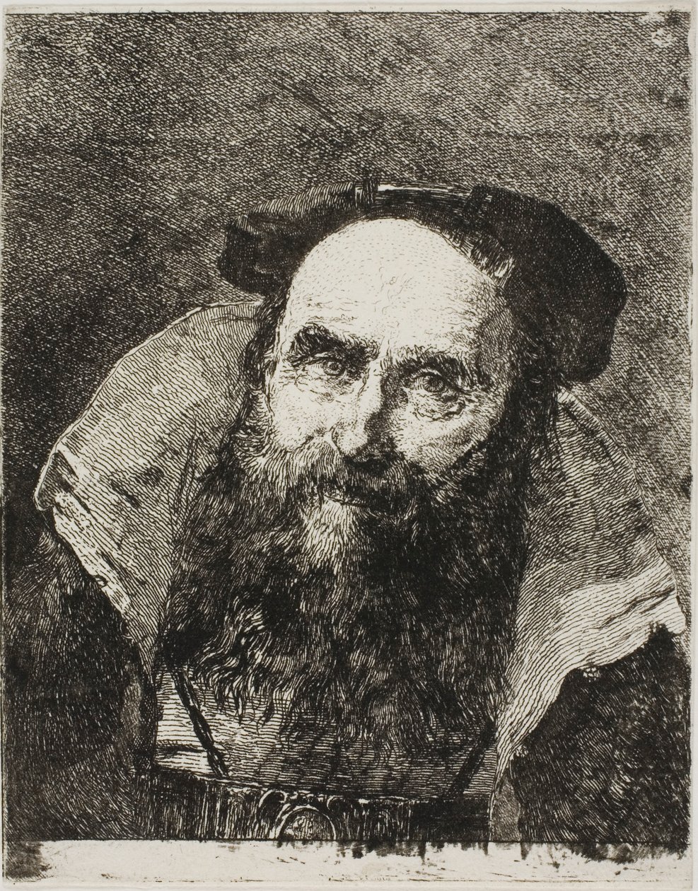 Leende gammal man av Giovanni Domenico Tiepolo